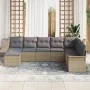 Conjunto de Sofá de Jardín de 8 Piezas con Cojines Beige de Polirratán | Foro24.es | Tu tienda online para hogar, jardín y más Foro24.es