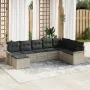 Conjunto de Sofá de Jardín de 8 Piezas con Cojines Gris Claro de Ratan Poliéster | Foro24.es | Tu tienda online para hogar, jardín y más Foro24.es