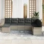 Conjunto de Sofá de Jardín de 8 Piezas con Cojines Gris Claro de Ratan Poliéster | Foro24.es | Tu tienda online para hogar, jardín y más Foro24.es