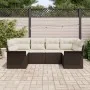 Conjunto de Sofá de Jardín de 6 Piezas con Cojines Marrón Poliratán | Foro24.es | Tu tienda online para hogar, jardín y más Foro24.es