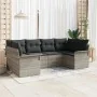Set de Sofá de Jardín de 6 piezas con Cojines de Ratán Poliéster Gris Claro | Foro24.es | Tu tienda online para hogar, jardín y más Foro24.es