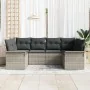Set de Sofá de Jardín de 6 piezas con Cojines de Ratán Poliéster Gris Claro | Foro24.es | Tu tienda online para hogar, jardín y más Foro24.es