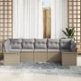 Juego de Sofá de Jardín de 7 Piezas con Cojines Beige Polirratán | Foro24.es | Tu tienda online para hogar, jardín y más Foro24.es