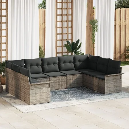 Juego de Sofá de Jardín de 9 Piezas con Cojines de Ratán Gris by , Outdoor sofas - Ref: Foro24-3345519, Price: 552,22 €, Disc...