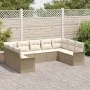 Juego de Sofá de Jardín de 9 Piezas con Cojines Beige Ratán Poliéster by , Outdoor sofas - Ref: Foro24-3345521, Price: 619,07...