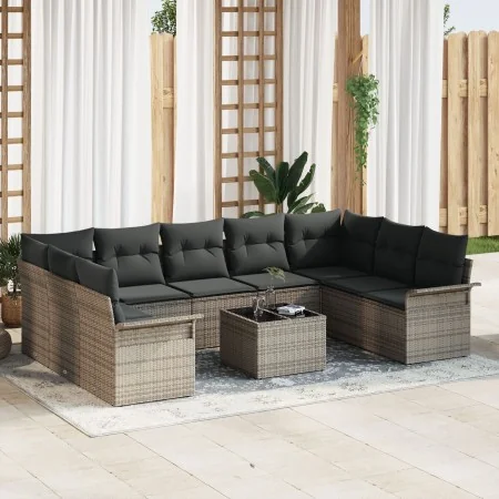 Juego de Sofá de Jardín de 9 Piezas con Cojines Ratán Poli von , Outdoor-Sofas - Ref: Foro24-3345529, Preis: 606,20 €, Rabatt: %