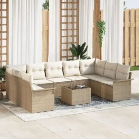 Juego de Sofás de Jardín de 10 Piezas con Cojines de Ratán Poliéster Marrón by , Outdoor sofas - Ref: Foro24-3345531, Price: ...