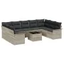 Conjunto de Sofá de Jardín de 10 Piezas con Cojines Grises de Ratán Poliéster von , Outdoor-Sofas - Ref: Foro24-3345532, Prei...