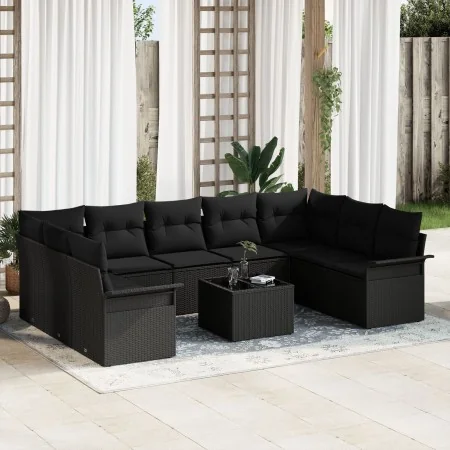 Juego de Sofá de Jardín de 10 Piezas con Cojines Beige Poliratán | Foro24.es | Tu tienda online para hogar, jardín y más Foro24.es