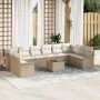 Juego de Sofás de Jardín de 11 Piezas con Cojines Ratán Poliéster Beige y Crema by , Outdoor sofas - Ref: Foro24-3345551, Pri...