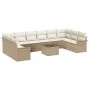 Juego de Sofás de Jardín de 11 Piezas con Cojines Ratán Poliéster Beige y Crema by , Outdoor sofas - Ref: Foro24-3345551, Pri...
