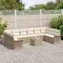 Juego de Sofás de Jardín de 11 Piezas con Cojines Ratán Poliéster Beige y Crema by , Outdoor sofas - Ref: Foro24-3345551, Pri...