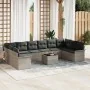 Juego de Sofás de Jardín de 11 Piezas con Cojines Gris Poliratán | Foro24.es | Tu tienda online para hogar, jardín y más Foro24.es
