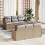 Juego de Sofá de Jardín de 7 piezas con Cojines Beige Poliratán | Foro24.es | Tu tienda online para hogar, jardín y más Foro24.es