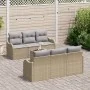Juego de Sofá de Jardín de 7 piezas con Cojines Beige Poliratán | Foro24.es | Tu tienda online para hogar, jardín y más Foro24.es