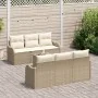 Juego de Sofás de Jardín de 7 Piezas con Cojines Beige Poliratán de , Sofás de exterior - Ref: Foro24-3345591, Precio: 511,39...