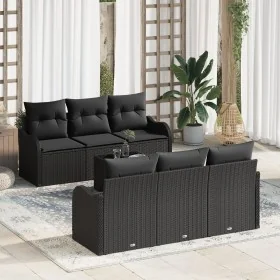 Juego de Sofá de Jardín de 7 Piezas con Cojines Negro Poliratán by , Outdoor sofas - Ref: Foro24-3345593, Price: 483,17 €, Di...