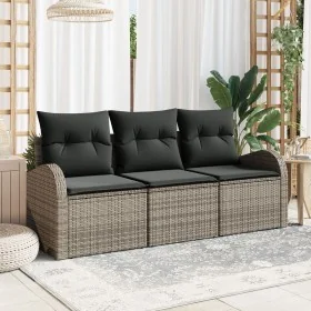 Juego de Sofá de Jardín de 3 Piezas con Cojines Gris Poliratán de , Sofás de exterior - Ref: Foro24-3345899, Precio: 215,82 €...