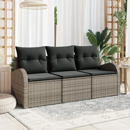 Juego de Sofá de Jardín de 3 Piezas con Cojines Gris Poliratán von , Outdoor-Sofas - Ref: Foro24-3345899, Preis: 215,82 €, Ra...