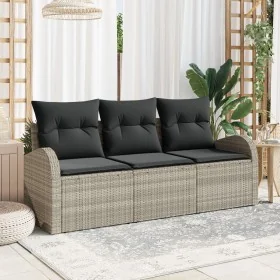 Conjunto de Sofás de Jardín de 3 Piezas con Cojines Gris Claro Poliéster Ratán Sintético von , Outdoor-Sofas - Ref: Foro24-33...