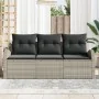 Conjunto de Sofás de Jardín de 3 Piezas con Cojines Gris Claro Poliéster Ratán Sintético von , Outdoor-Sofas - Ref: Foro24-33...