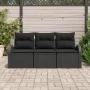 Juego de Sofás de Jardín de 3 Piezas con Cojines Negro Ratán Poliéster by , Outdoor sofas - Ref: Foro24-3345903, Price: 213,9...