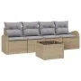 Conjunto de sofá de jardín de 5 piezas con cojines Beige Ratán sintético | Foro24.es | Tu tienda online para hogar, jardín y más Foro24.es