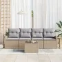 Conjunto de sofá de jardín de 5 piezas con cojines Beige Ratán sintético | Foro24.es | Tu tienda online para hogar, jardín y más Foro24.es