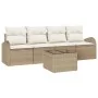 Conjunto de Sofás de Jardín de 5 Piezas con Cojines Beige de Ratán Polipropileno | Foro24.es | Tu tienda online para hogar, jardín y más Foro24.es