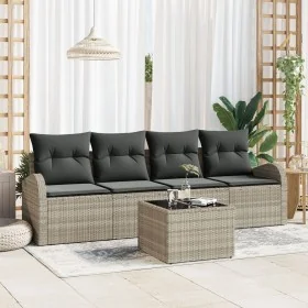 Set de Sofá de Jardín de 5 Piezas con Cojines Beige de Rattan by , Outdoor sofas - Ref: Foro24-3345912, Price: 337,98 €, Disc...