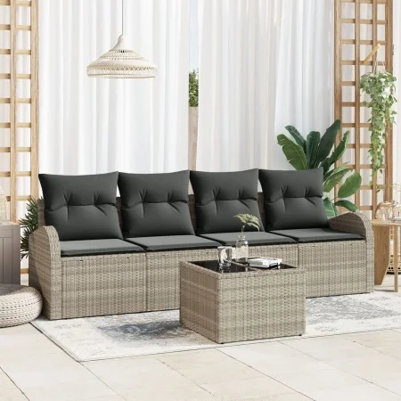Set de Sofá de Jardín de 5 Piezas con Cojines Beige de Rattan by , Outdoor sofas - Ref: Foro24-3345912, Price: 337,58 €, Disc...