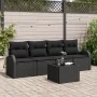 Set de Sofá de Jardín de 5 Piezas con Cojines Negro Ratán Poliéster by , Outdoor sofas - Ref: Foro24-3345913, Price: 312,99 €...