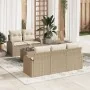 Juego de Sofá de Jardín de 6 Piezas con Cojines Beige Ratán Polimérico | Foro24.es | Tu tienda online para hogar, jardín y más Foro24.es