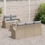 Juego de Sofá de Jardín de 6 Piezas con Cojines Beige Ratán Poliéster | Foro24.es | Tu tienda online para hogar, jardín y más Foro24.es