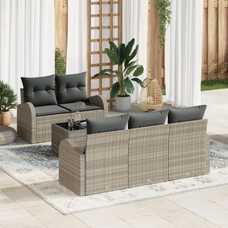 Juego de Sofá de Jardín de 6 Piezas con Cojines Gris Claro de Polirratán by , Outdoor sofas - Ref: Foro24-3345922, Price: 452...