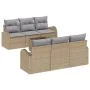 Conjunto de sofá de jardín de 7 piezas con cojines beige de ratán sintético | Foro24.es | Tu tienda online para hogar, jardín y más Foro24.es