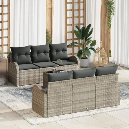 Juego de sofá de jardín de 7 piezas con cojines gris claro ratán sintético von , Outdoor-Sofas - Ref: Foro24-3345932, Preis: ...