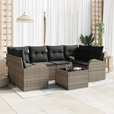 Juego de Sofá de Jardín de 7 Piezas con Cojines Gris Polirratán by , Outdoor sofas - Ref: Foro24-3345939, Price: 446,38 €, Di...