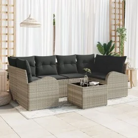Conjunto de Sofás de Jardín de 7 Piezas con Cojines Gris Claro de Ratán von , Outdoor-Sofas - Ref: Foro24-3345942, Preis: 496...
