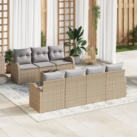 Conjunto de Sofá de Jardín de 8 Piezas con Cojines Beige de Ratán | Foro24.es | Tu tienda online para hogar, jardín y más Foro24.es