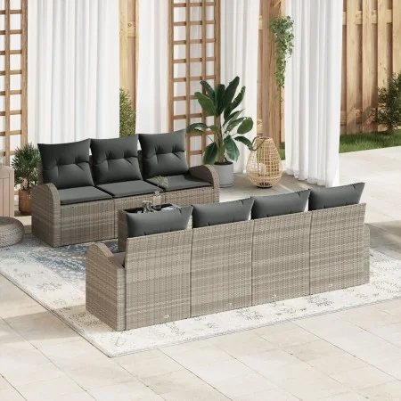 Juego de Sofás de Jardín de 8 Piezas con Cojines Gris Claro Poliratán von , Outdoor-Sofas - Ref: Foro24-3345952, Preis: 556,0...