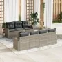 Juego de Sofás de Jardín de 8 Piezas con Cojines Gris Claro Poliratán von , Outdoor-Sofas - Ref: Foro24-3345952, Preis: 556,0...