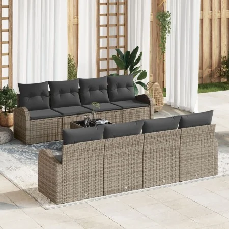 Juego de Sofá de Jardín de 9 Piezas con Cojines Gris Ratán Sintético | Foro24.es | Tu tienda online para hogar, jardín y más Foro24.es