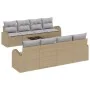 Set de sofá de jardín de 9 piezas con cojines beige ratán poliéster | Foro24.es | Tu tienda online para hogar, jardín y más Foro24.es
