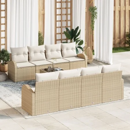 Juego de Sofá de Jardín de 9 Piezas con Cojines Beige Ratán Sintético | Foro24.es | Tu tienda online para hogar, jardín y más Foro24.es