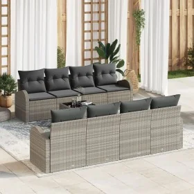 Juego de Sofá de Jardín de 9 Piezas con Cojines Gris Claro Poliratán by , Outdoor sofas - Ref: Foro24-3345972, Price: 636,00 ...
