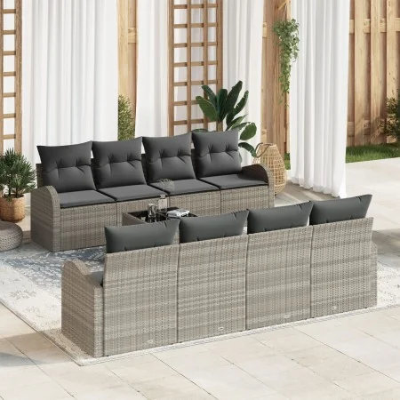 Juego de Sofá de Jardín de 9 Piezas con Cojines Gris Claro Poliratán von , Outdoor-Sofas - Ref: Foro24-3345972, Preis: 637,60...