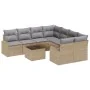 Conjunto de Sofá de Jardín de 9 Piezas con Cojines Beige de Polirratán | Foro24.es | Tu tienda online para hogar, jardín y más Foro24.es
