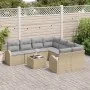 Conjunto de Sofá de Jardín de 9 Piezas con Cojines Beige de Polirratán | Foro24.es | Tu tienda online para hogar, jardín y más Foro24.es