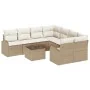 Juego de Sofá de Jardín de 9 Piezas con Cojines Beige Poliratán | Foro24.es | Tu tienda online para hogar, jardín y más Foro24.es